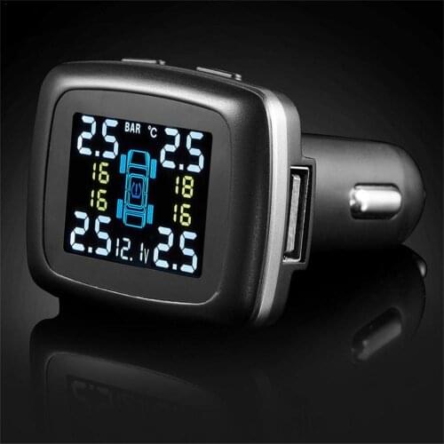 Smart Car TPMS Tire Pressure Monitoring System Security Alarm Digital TMPS LCD Display USB Tire Pressure Gauge With 4 Sensors
