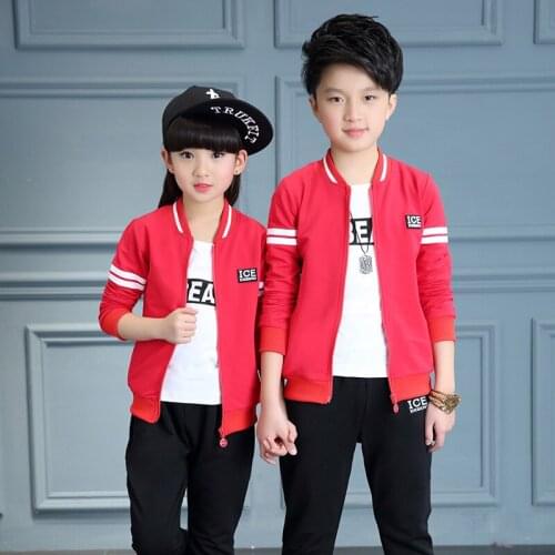 Children Clothing Sets Boys Sports Suits Autumn Baseball Collar Kids Tracksuits Teens Sportswear Kids Clothes Boys 2pcs Suit