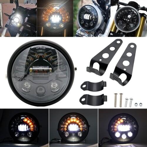 7.5 inch 7 inch Universal Motorcycle LED Distance Light Refit Headlight For Cafe Racer Round Motorcycle Headlight
