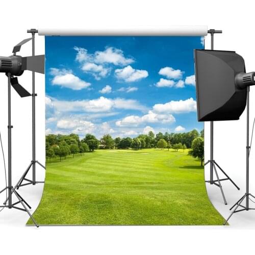 Spring Backdrop Jungle Forest Blue Sky White Cloud Green Grass Meadow Outdoor Wedding Ceremony Photography Background