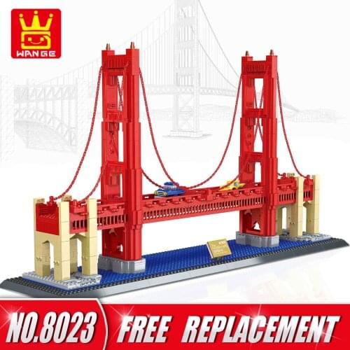 WANGE 1977pcs Bricks Architecture Series GOLDEN BRIDG OF UNITED STATES Educational Kids Toy Building Blocks Home Decor NO.8023