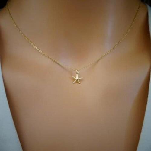 Lady Gold Sea Star Necklace Simple Personality Starfish Pendant Necklaces Jewelry Women Accessories Kolye Bijoux Gift