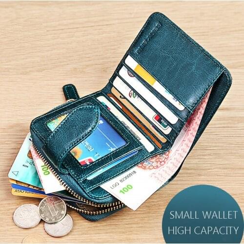 Genuine Leather Women Wallets Small Purse 2020 New Solid Split Leather Short Wallet Female Fashion Card Holder Wallet Coin Purse