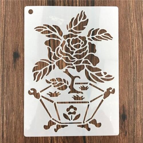 1PC Potted plants flower Shaped Reusable Stencil Airbrush Painting Art Cake Spray Mold DIY Decor Crafts Cake decoration
