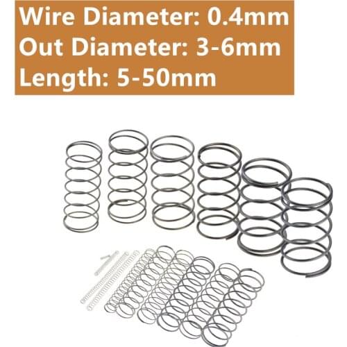 10PCS 0.4* 3 4 5 6mm*5-50mm Spring Steel Small Compression Release Mechanical Return Spring Pressure Spring