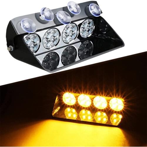 Police Light 16 LED Red Blue Yellow Car Windshield Strobe Flash Warning Lights Sucker Emergency Flashing Signal Lamp 12V