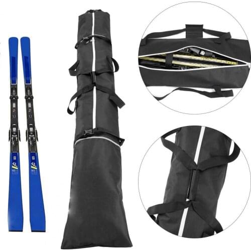 2Pcs/Set Adjustable Polyester Wear-resistant Waterproof Snowboard Pouch Skiing Hiking Black Ski Boot Bag for Men Women and Youth