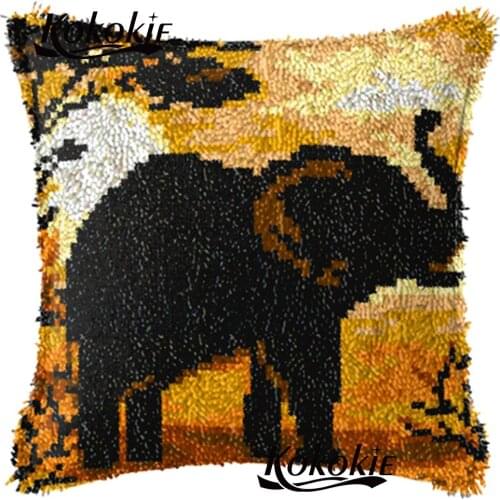 3d carpet Elephant embroidery cushion cover kit cross stitch Cushion embroidery yarn handicraft Crocheting Rug yarn pillowcase