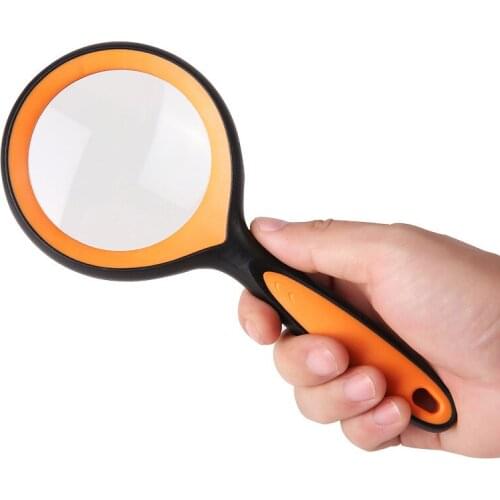 5X Handheld Magnifer High Magnification Elder Reading Rubber Plastic Frame Magnifying Glass 66mm Diameter Gifts for Parents