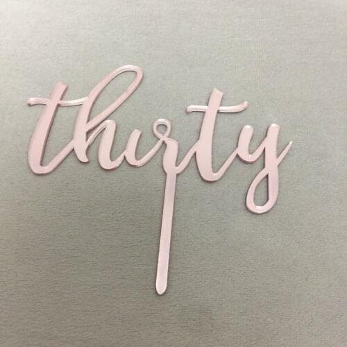 5 pcs Thirty 30th rose gold acrylic cake flag cake topper
