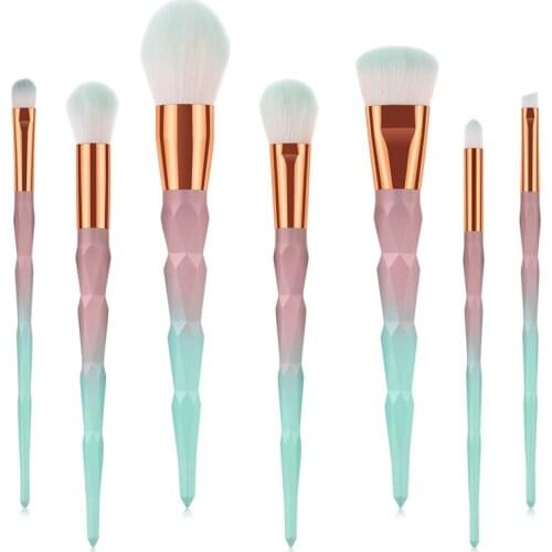 7pcs/set Makeup Brushes Set Diamond Rainbow Kwasten Eyebrow Eyeshadow Foundation Concealer Contour Powder Face Brushes TM030