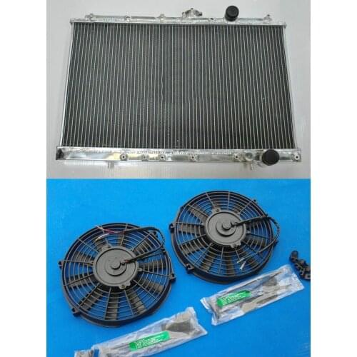 ALUMINUM RADIATOR + 2*FAN For MITSUBISHI LANCER EVO 1 2 3 2 ROW 40mm 1992-1996 92 93 96 MT
