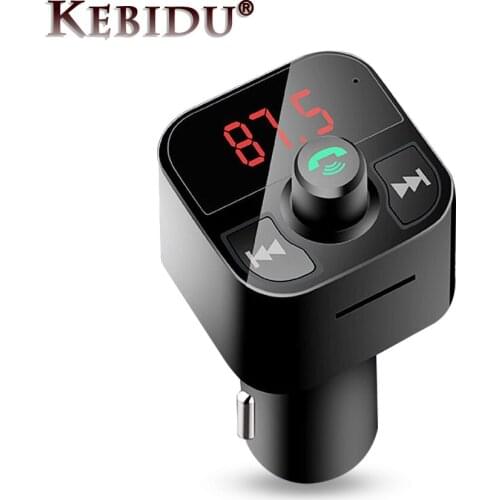 Kebidu Dual USB Car Charger Car Kit MP3 Player Handsfree Bluetooth 5.0 FM Transmitter Support TF Card Music Play FM modulator