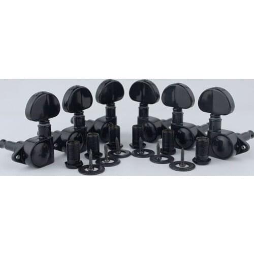 Black Guitar Machine Heads (3L + 3R Handed) – 1:21 Sealed Tuners Tuning Key Pegs with Big handle