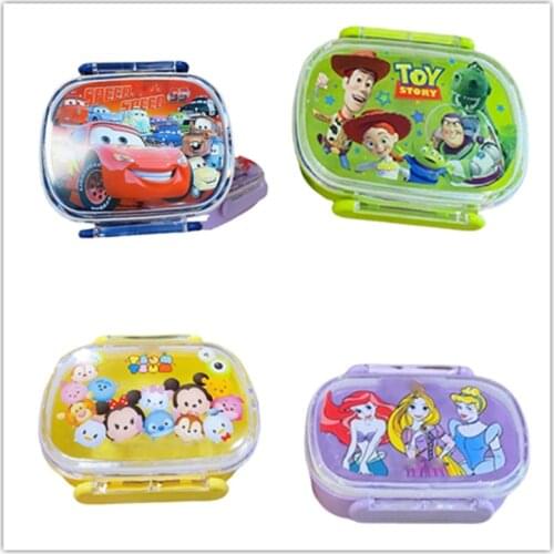 Disney Mickey Childrens Plastic Lunch Box Buzz Lightyear Sealed Box Cars Student Single Layer Portable Lunch Box with Lock