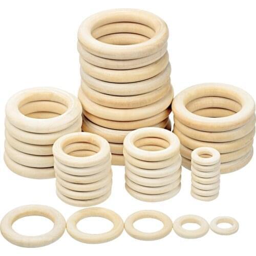 11 Size Natural Wood Circle DIY Crafts For Jewelry Making Baby Teething Wooden Ring Kids Toy Ornaments Accessories Jewelry DIY