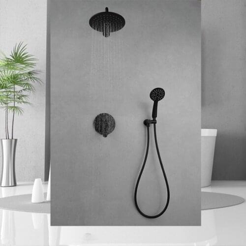 Faucet Shower Set Shower System Concealed Shower Black Embedded Shower Box Bathroom Shower Nozzle Wall-mounted Shower Head
