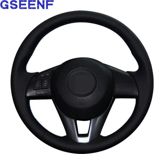Car Steering Wheel Cover For Mazda CX-5 CX5 Atenza 2014 New Mazda 3 CX-3 2016 Black Hand-stitched Soft Genuine Leather