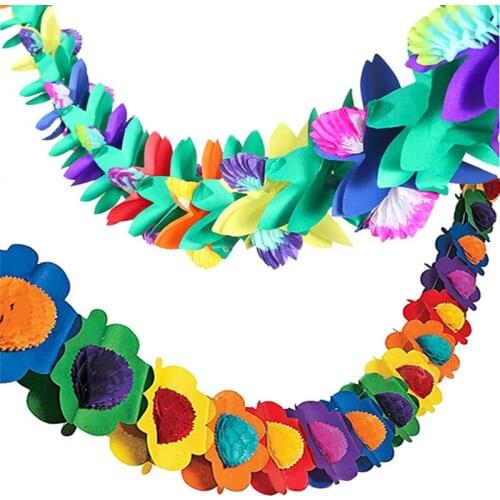 Hawaii Party Garland Aloha Flamingo Parti Hawaiian Pull Flag Turtle Leaf Tropic Forest Theme Banner Summer Birthday Party Decor