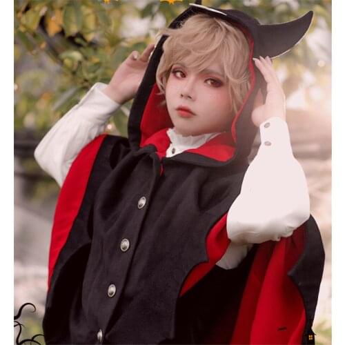 Gothic Darkness Girl Punk Lolita Cape Halloween Devil Hooded Bat Cloak Woolen Coat D598