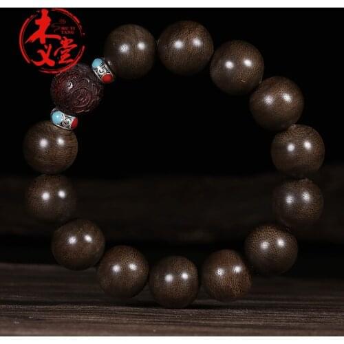 Kalimantan Chenxiang hand string, Buddha beads, wood bracelet, small leaves, red sandalwood, men and women, natural