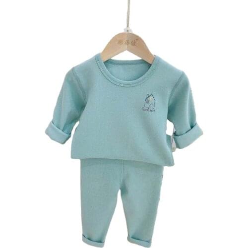 Children Pajamas Set Autumn Soft Cotton Thermal Underwear Kids Cartoon Animal Sleepwear Boys Clothing Suit Pyjamas Nightwear set