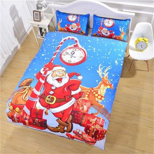 Christmas Home Textile Cartoon Bedding Set Santa Claus Elk Duvet Cover Soft Comforter Childrens 3pcs Bedding Sets Pillowcase G