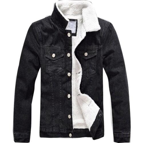 Jacket mens winter warmth pilot casual mens Korean denim jacket fashion retro mens black jeans