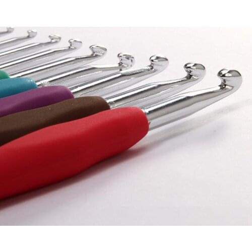 9PCs Mixed Metal Hook Crochet Template Kit TPR Aluminum Knitting Needles For Loom Tool Band DIY Crafts E7