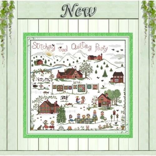 Quilt party house city home decor paintings counted printed on fabric DMC 14CT 11CT Cross Stitch Needlework kits Embroidery Sets
