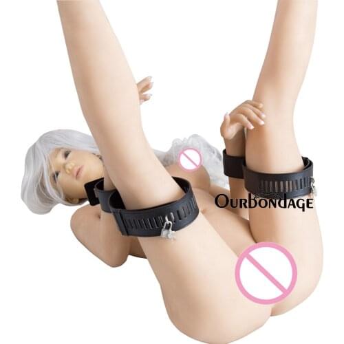 Ourbondage 2 Color PU Leather Fetish Legs Open BDSM Bondage Restraints Flirting Arm Thigh Cuffs For Adult Beginner Sex Toy