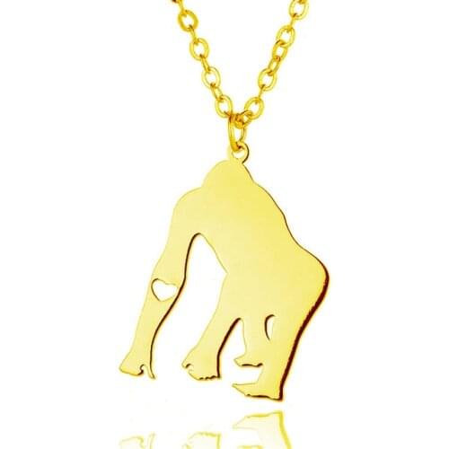 New Gorilla Charm Necklace Gold Color Silver Color Stainless Steel Gorilla Pendant Necklace Gorilla Jewellery