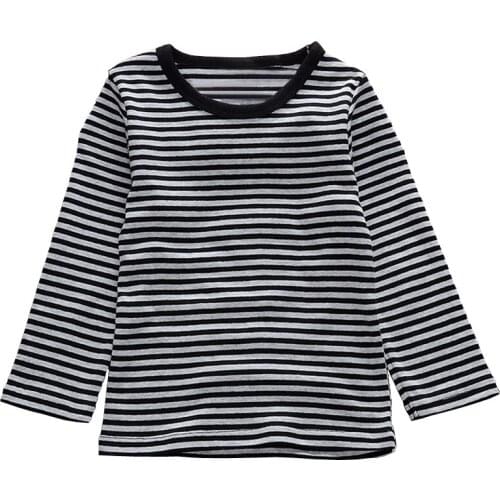 New Arrival Spring Autumn Children Baby Boys Girls Tops T Shirt Good Quality Baby Boys Girls Black Stripes Clothes Free Shipping