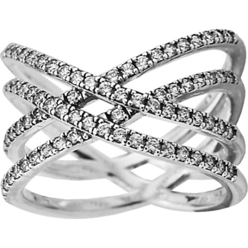 Wholesale 925 Sterling Silver Ring Clear CZ Cosmic Lines Wedding Rings for Women Jewelry bagues pour femme Free Shipping