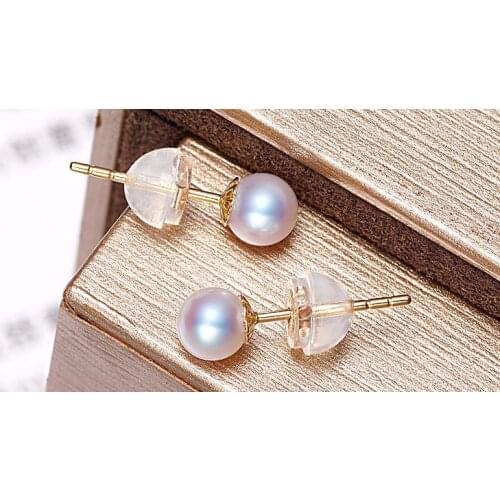 Charming 8-9mm south sea white round pearl earring 18k