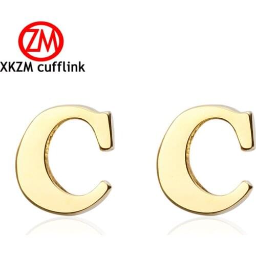 Wholesale Mens Cuff Links golden letter C Cuff Link CUSTOM Cufflinks Men Accessories men cufflinks high quality button