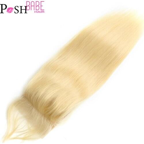 4x4 Closure 8 - 24 Inch 613 Honey Blonde Colored Brazilian Straight Remy Human Hair Free/Middle Part Lace Closure Free Shipping