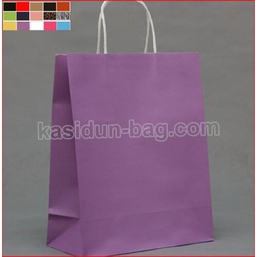 100/lots) W25xH32xD12cm purple color Kraft paper bags wholesale