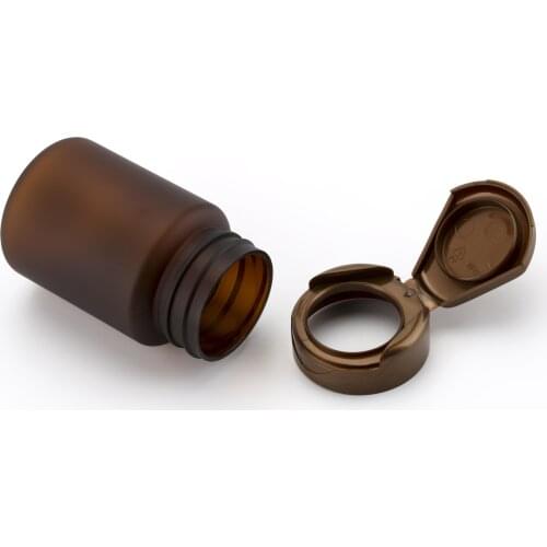 BEAUTY MISSION 80ml 50 Pcs/Lot Medical PET Empty Bottle, Matte Brown Pull Lid Bottle, 80cc Capsule Bottles With Flip Top Cap