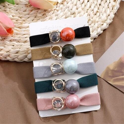 Korean Style Fashion Hot Sell Crystal Colored Acrylic Ball Decor Hair Band Women Girls Hair Rope Thick High Elastic Hair Rings