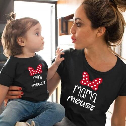 Girl Shirts Mini Mama Mouse T-Shirt Family Matching Clothes Cotton Tops Tee Dots Mother and Daugther Mom Me Clothing 1pc