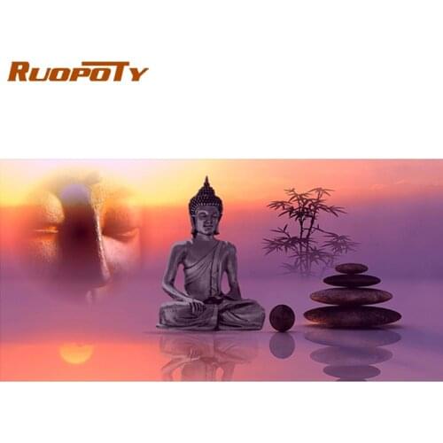 RUOPOTY 60x120cm Large Size Frame DIY Painting By Numbers Buddhism Acrylic Paint By Numbers For Living Room Home Decors