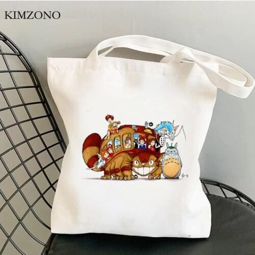 Totoro shopping bag cotton eco reusable bolsa bolso shopping bag reciclaje bolsa compra sacolas