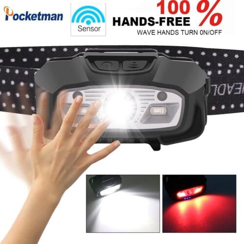 50000Lm LED Headlamp Body Motion Sensor Headlight With USB Rechargeable Head Lamp 5Modes Camping Lamp Head Light Torch Lamp