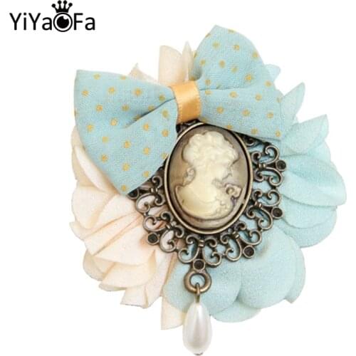 YiYaoFa Handmade Jewelry Vintage Head Bow Brooch for Girl Corsage Pin Antique Brooch Buckle Women Party Accessories YBR-07