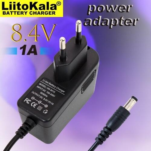 Liitokala 8.4V 1A 18650 lithium polymer battery charger DC: 5.5 * 2.1mm EU / US regulatory plug Battery pack charger