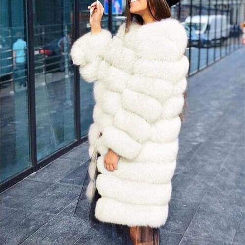 White Thick Warm Fur Outerwear Plus Size 3XL Long Sleeve O-neck Jacket Winter Fashion Women Faux Fur Furry Coat Overcoat