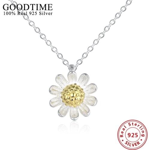 Pure Solid 925 Sterling Silver Necklace Fine Jewelry Collares Chokers Necklaces For Women Flower Pendants & Necklaces GTN072