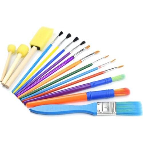 16PCS Paintbrushes Washable Paint Brushes Sponge Painting Brush Set for Toddler Kids DIY Learning Toy Finger Paints Art Supplies