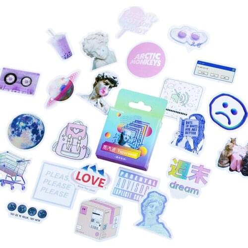 20packs/lot Indian Vaporwave Adhesive Paper Sticker DIY Decoration Scrapbook Sticky Diary Label Stationery Sticker Wholesale